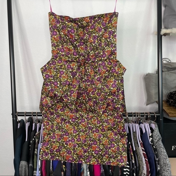 Betsey Johnson Flower Power Strapless Bustle Dress - Picture 8 of 11